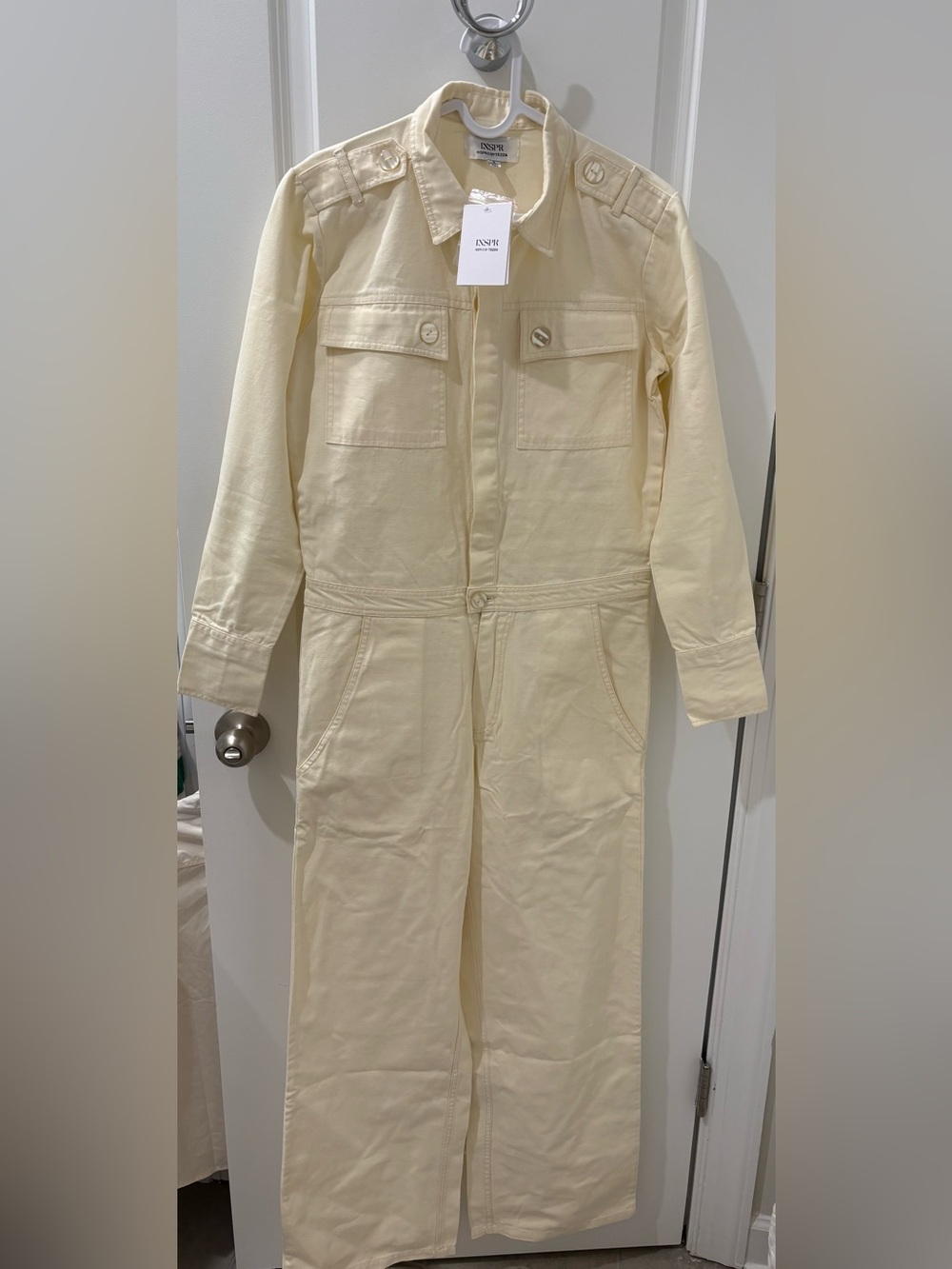 INSPR by Tezza Size S Jean Jumpsuit, color Sweet Corn